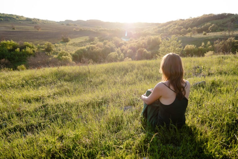 Beautiful girl being mindful