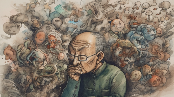 Overwhelmed person deep in thought