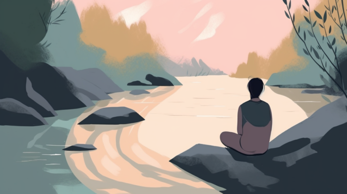a person deep in meditative thought trying to overcome overthinking