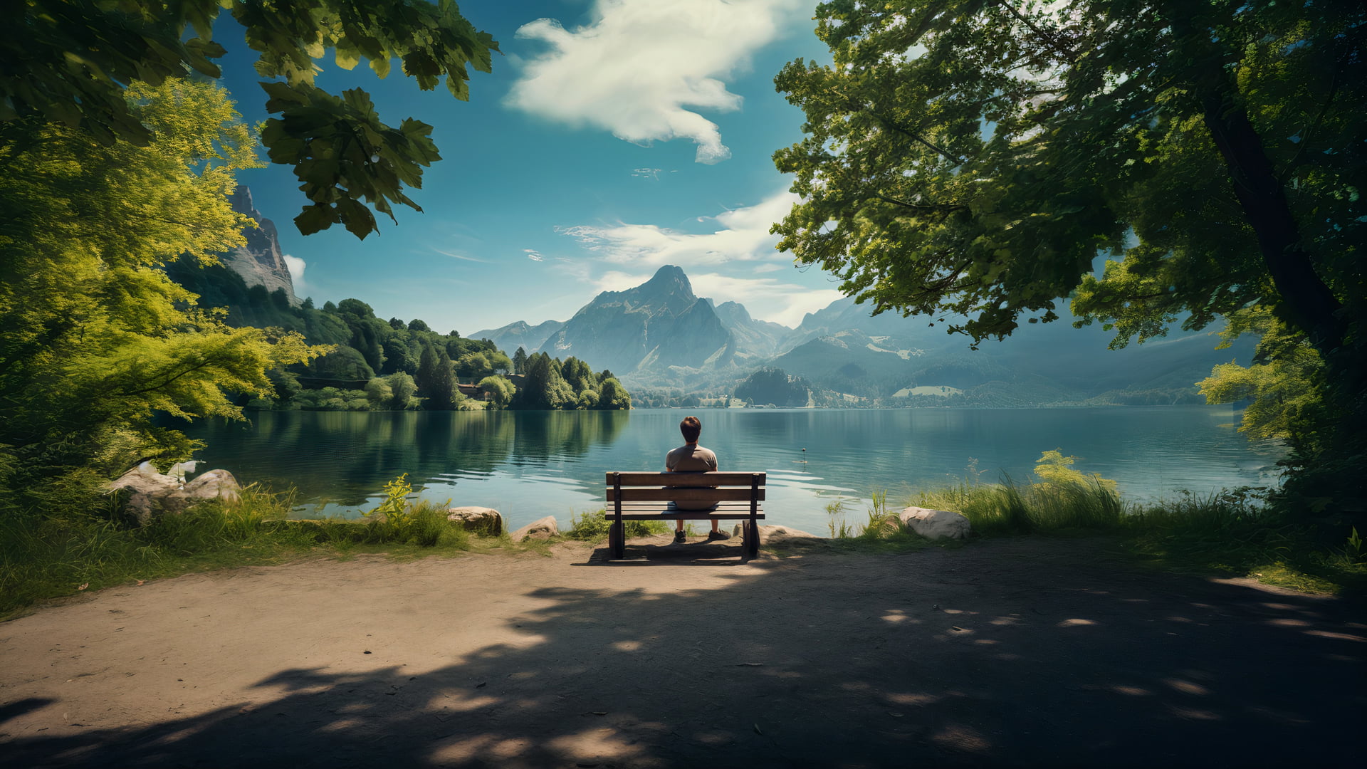 A person sat on a bench contemplating and meditating meditation to help with pain