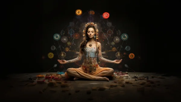 Woman surrounded by guidance Steven Webb beginners guide to guided meditation