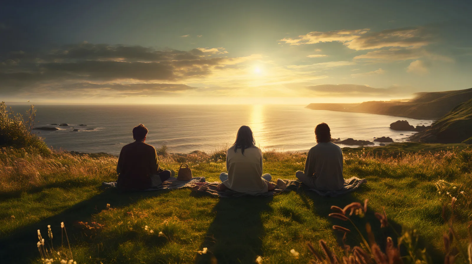 A small group meditating